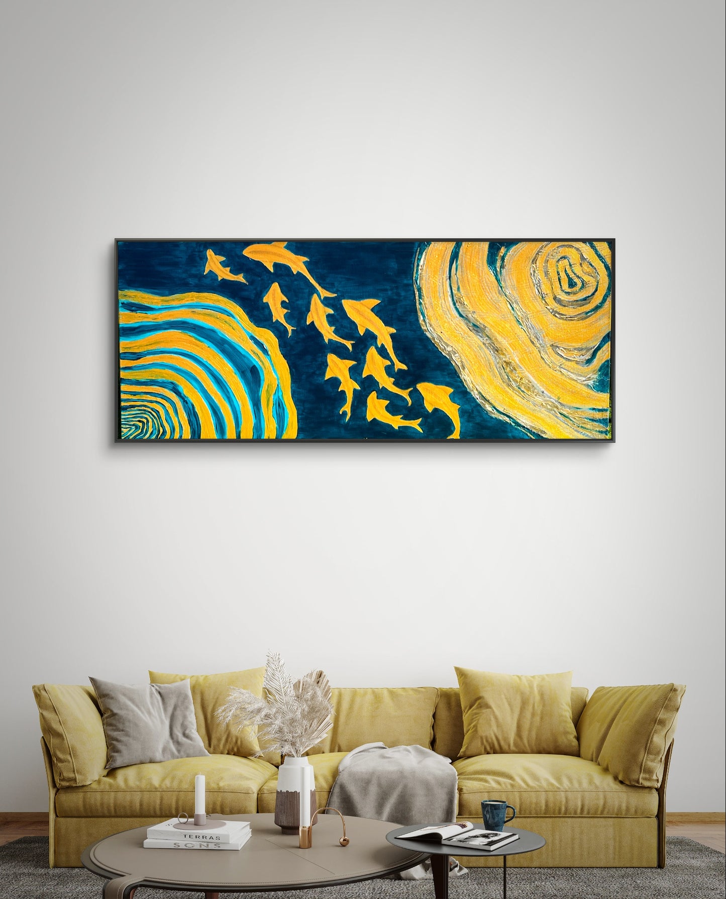 Golden Harmony Print - Hand-Painted Acrylic