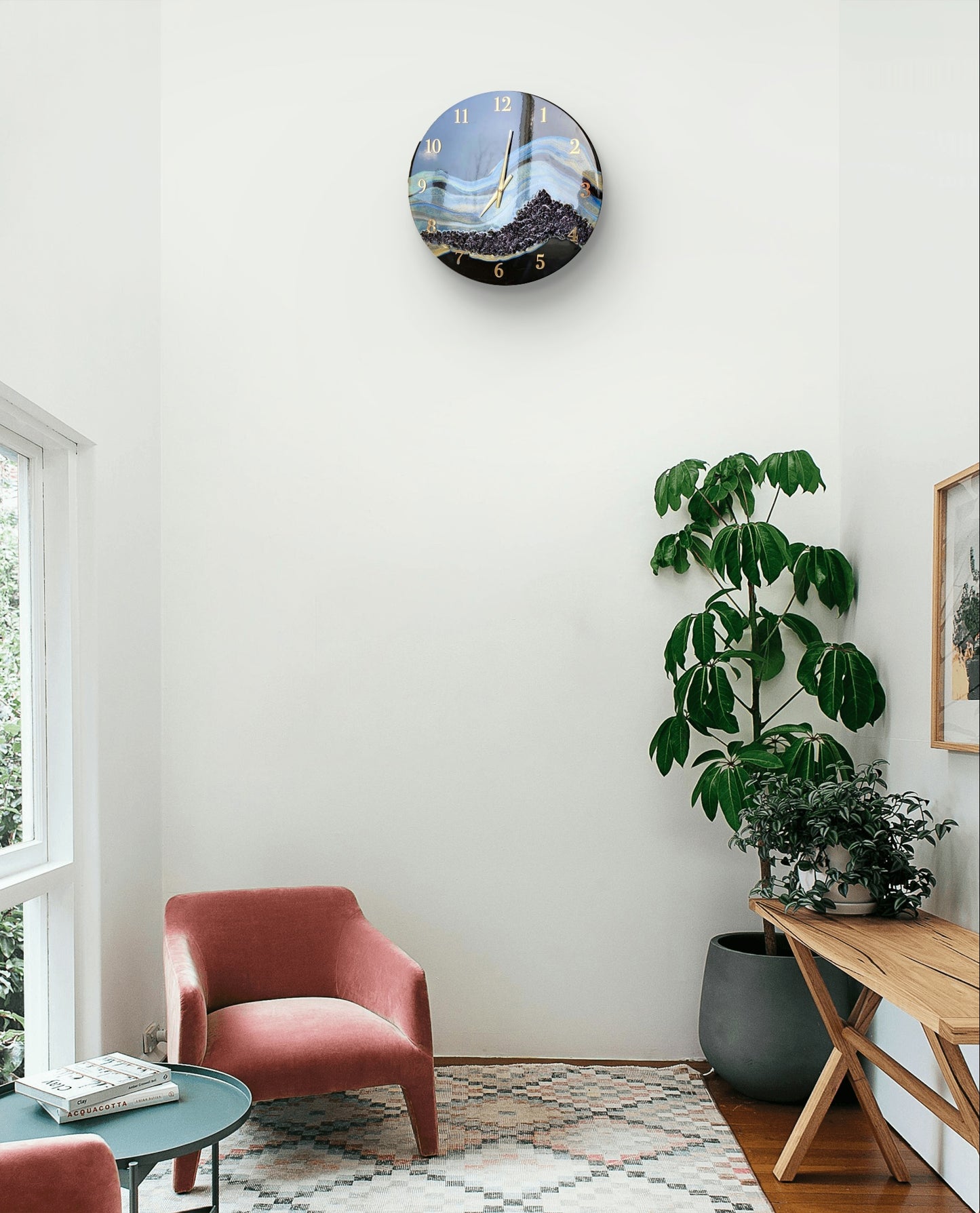 Black Abstract Mountain Wall Clock - 27 Inches/ 60 cm