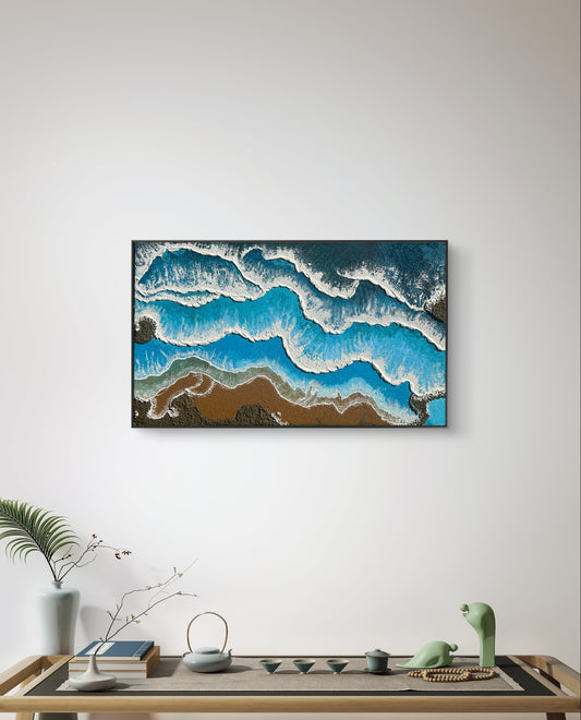 Ocean's Serenity - Textured Hand-Painted Print