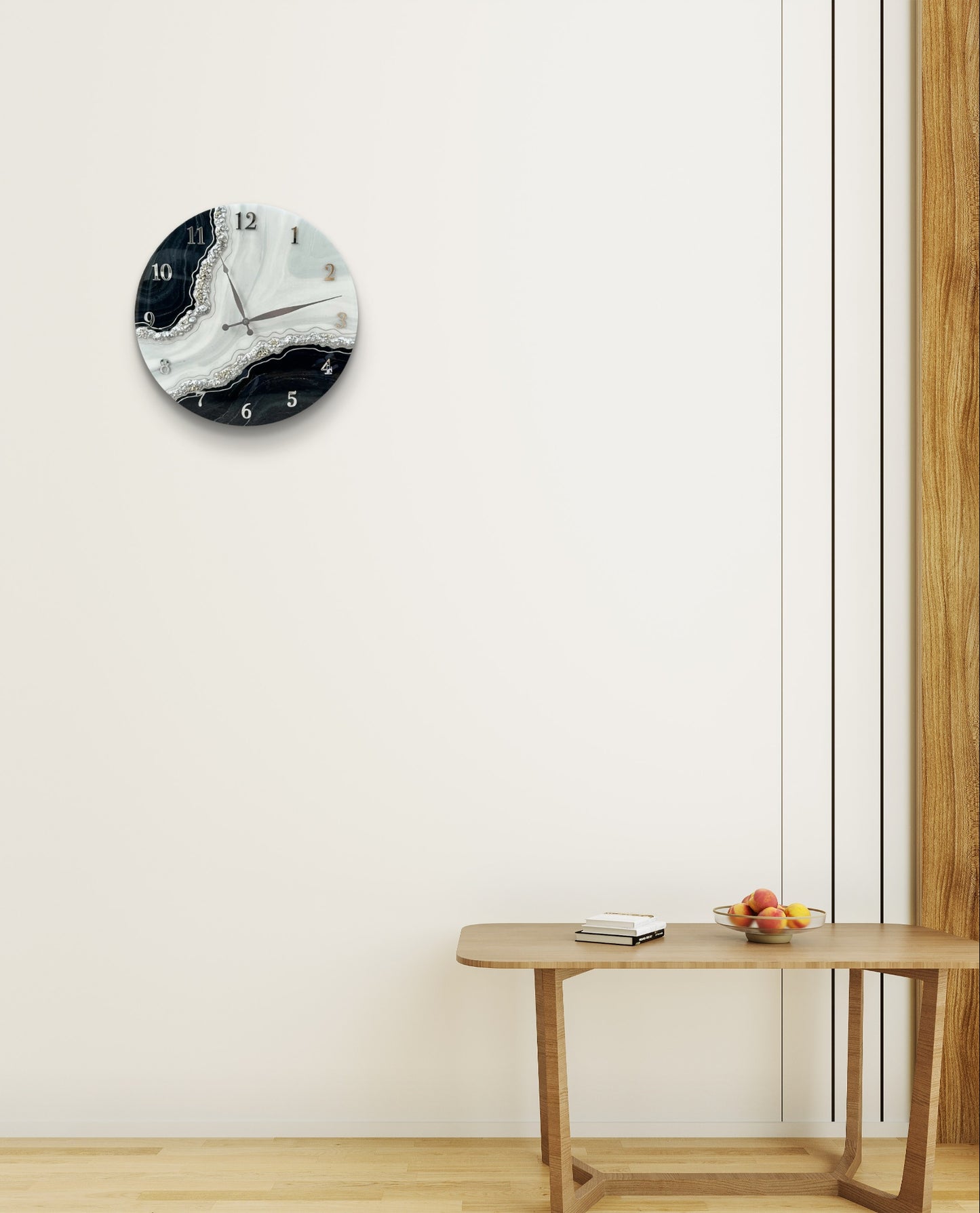 Black and White Wall Clock - 10 Inches/ 25 cm