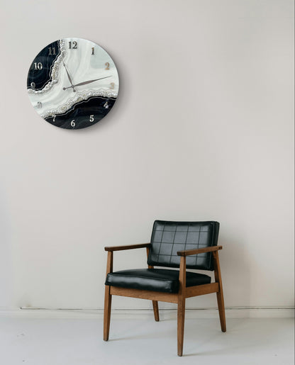 Black and White Wall Clock - 10 Inches/ 25 cm