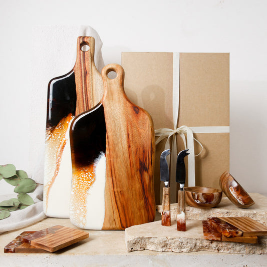 Burnt Ivory Handmade Cheese Board Entertainers Bundle