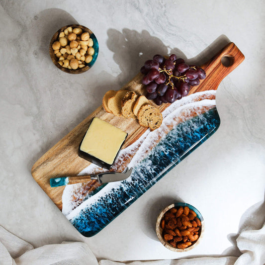 Ocean Themed Handmade Resin Art Large Paddle Cheese Board