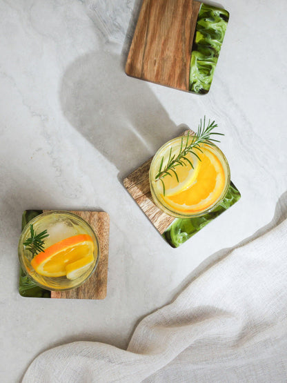 Sage Green Handmade River Resin Coasters