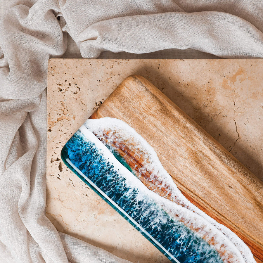 Ocean Themed Handmade Resin Art Large Paddle Cheese Board