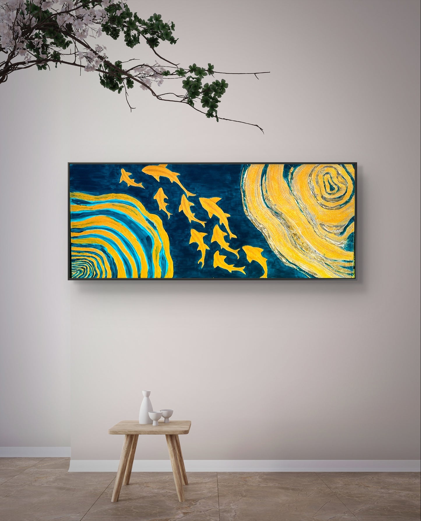 Golden Harmony Print - Hand-Painted Acrylic