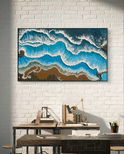 Ocean's Serenity - Textured Hand-Painted Print