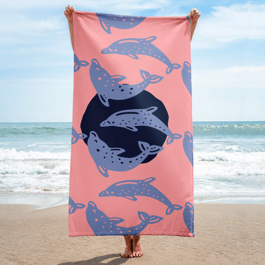 Pink Vibrant Unique Design Beach Towel – Super Soft & Cozy Bath, Holiday Towel