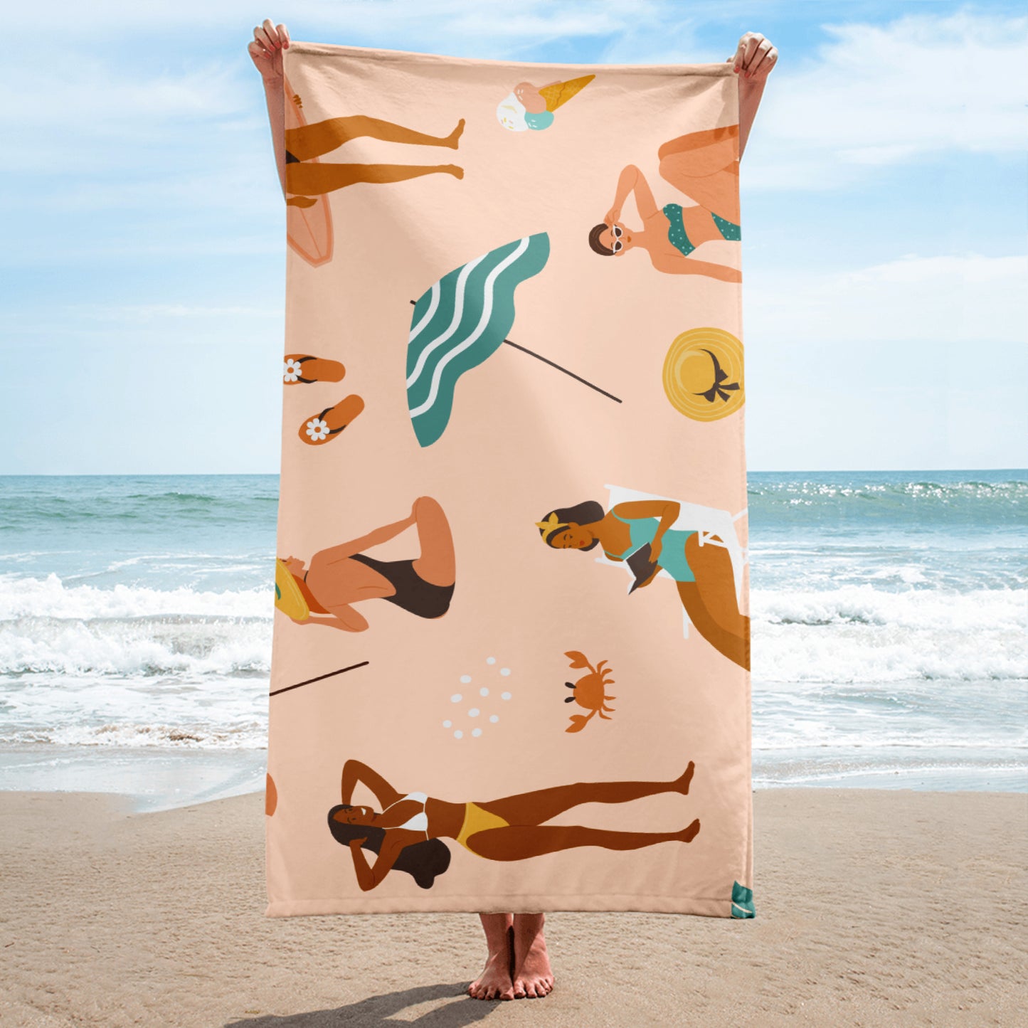 Peach Vibrant Unique Design Beach Towel – Super Soft & Cozy Bath, Holiday Towel