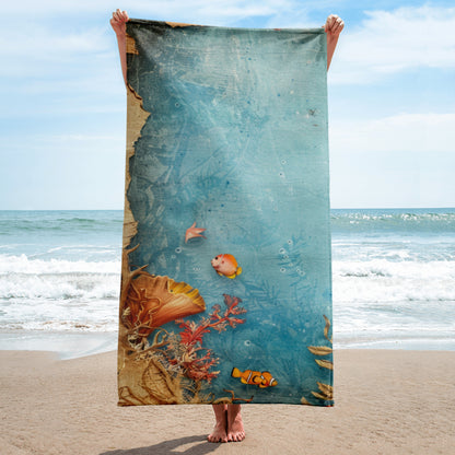 Coral Vibrant Unique Design Beach Towel – Super Soft & Cozy Bath, Holiday Towel