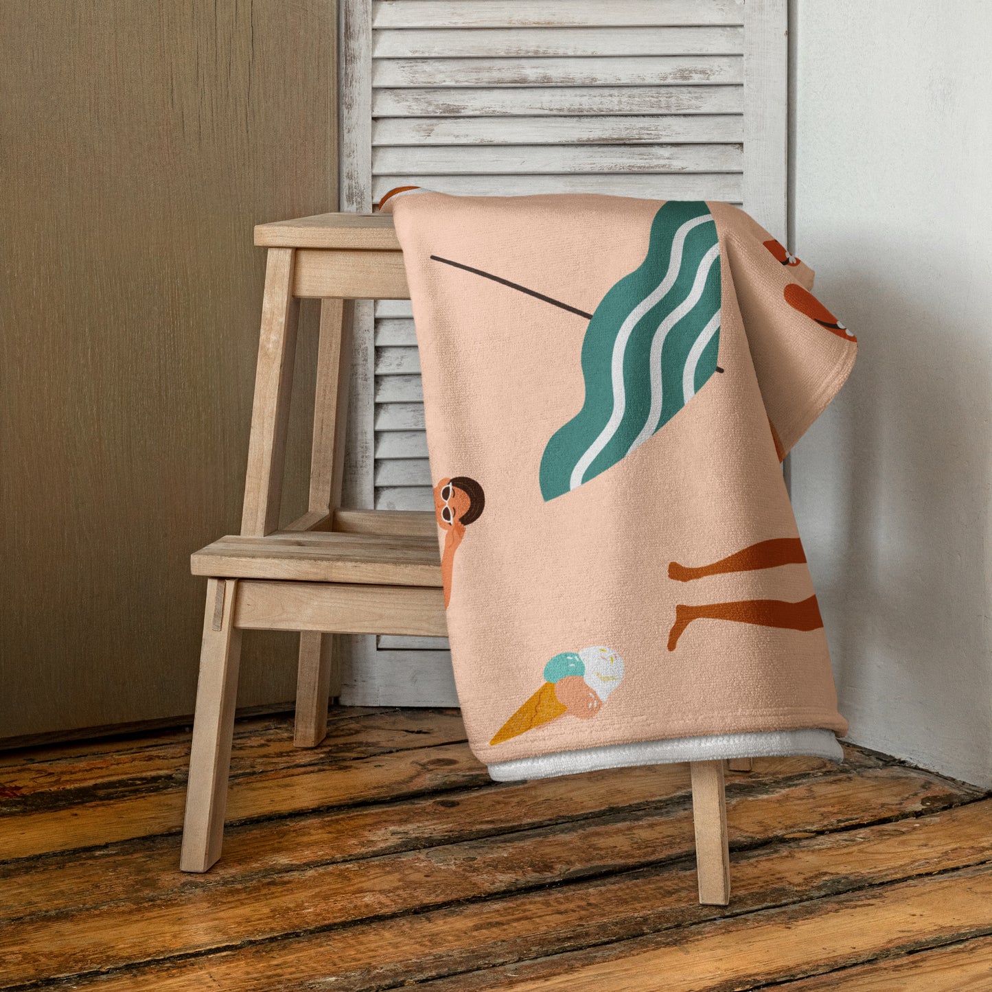 Peach Vibrant Unique Design Beach Towel – Super Soft & Cozy Bath, Holiday Towel