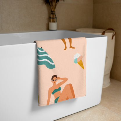 Peach Vibrant Unique Design Beach Towel – Super Soft & Cozy Bath, Holiday Towel